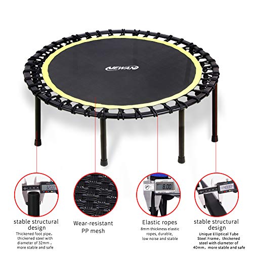 Newan 48" Silent Trampoline, Fitness Trampoline Bungee Rebounder Jumping Cardio Trainer Workout for Adults - Max Limit 330 lbs