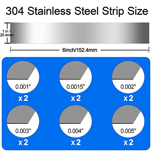 Wevsuipo TITSE-915 12 Pieces 304 Stainless Steel Strips, Stainless Steel Shim Stock Assortment thumb #1