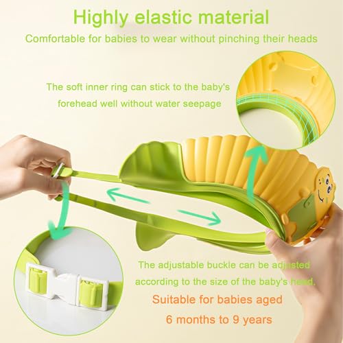 Image of Baby Shower Cap Shield, Shower Cap for Kids, Visor Hat for Eye and Ear Protection for 0-9 Years Old Children, Cute Little Dinosaur Shape Makes The Baby Bath More Fun (Pink) | Ages 0-9 Years, Kids Visor Hat, Bath Time Fun, Eye & Ear Shield