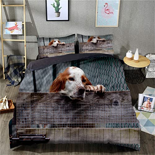 3D-gedruckte Bettwäsche, Bettbezug, Hundebettbezug, superweiches, hypoallergenes Mikrofaser-Bettwäsche-Set (King Size 220 x 240 cm, 1 Bettbezug + 2 Kissenbezüge) Cover
