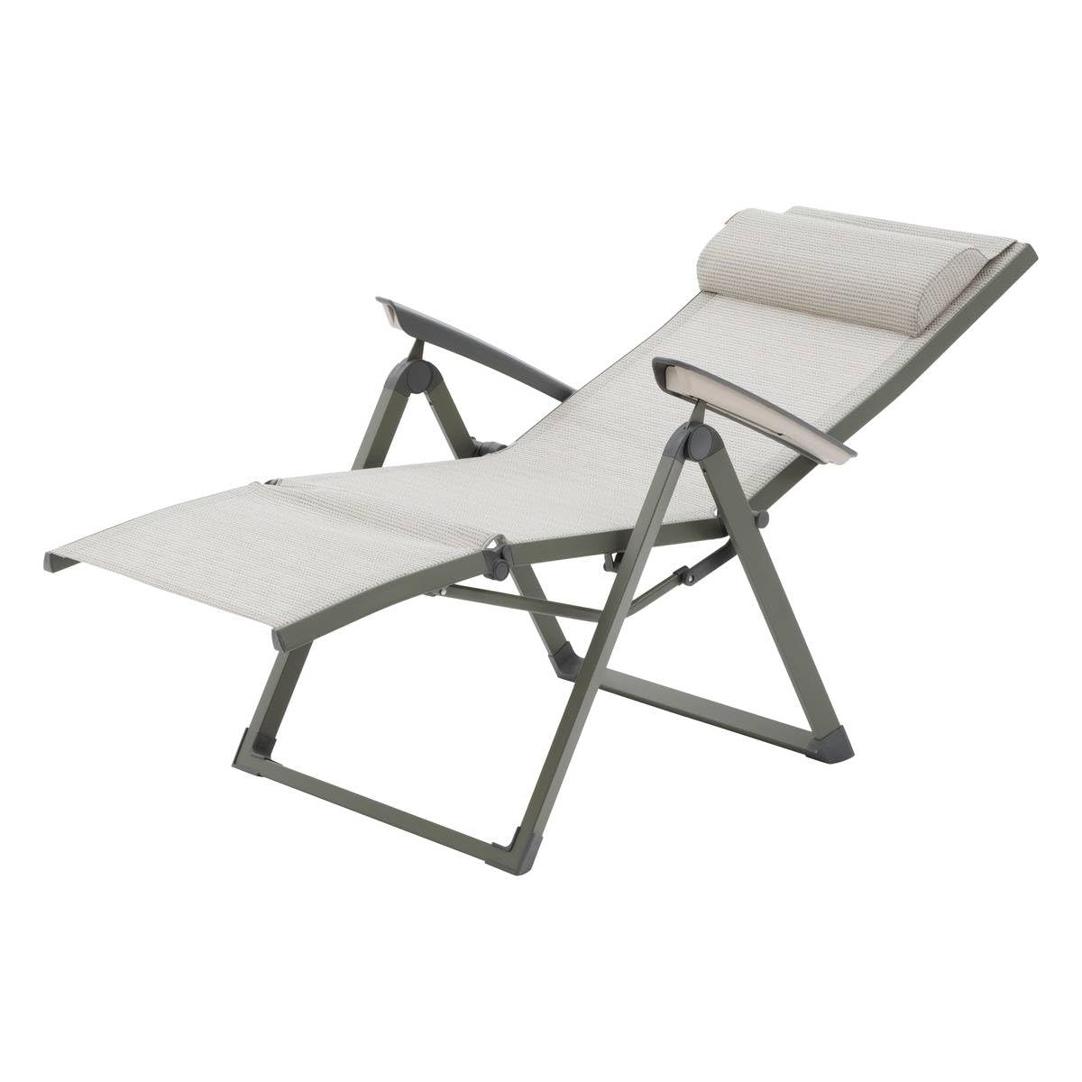 Hespéride - Fauteuil de Jardin inclinable Decima Vert Olive et Vert Laurier 8 Positions en Aluminium et texaline