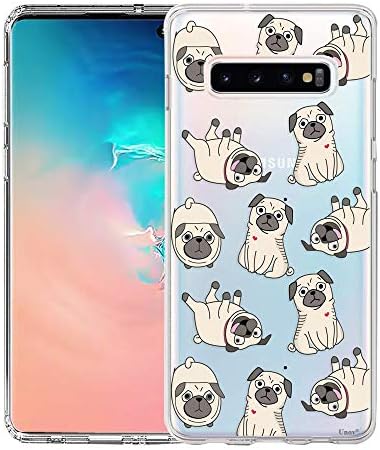 Unov Galaxy S10 Case Clear with Design Soft TPU Shock Absorption Embossed Pattern Slim Protective Back Cover for Galaxy S10 6.1in (Pug Dog)