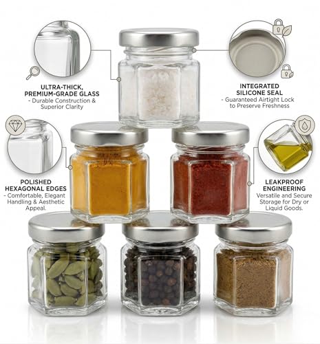 Image of 50 ML Hexagonal shape Jar for chutny Sause and Honey