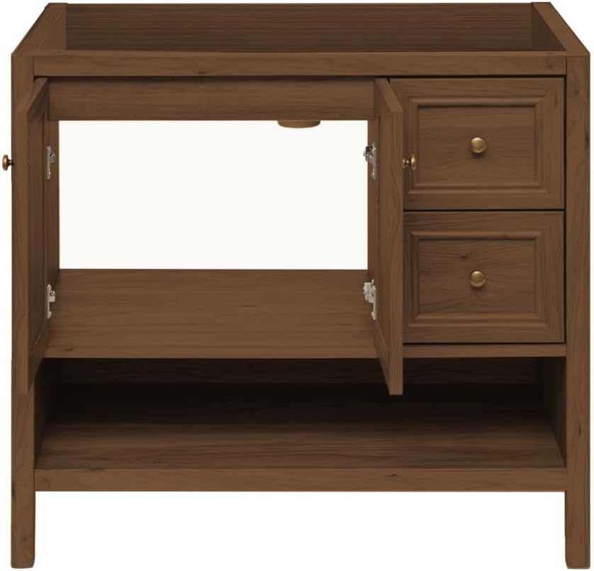 Swiss Madison Château 36" Freestanding Bathroom Vanity Cabinet Without Top in Brown Oak