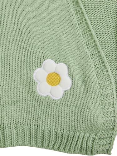 Image of MakeMeChic Women's 3D Floral Cardigan Sweaters Open Front Cropped Cute Cardigan Lantern Sleeve Outerwear Mint Green Medium