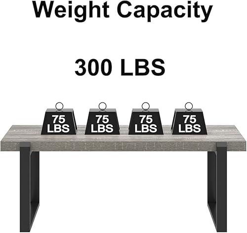 Miniatura 95 de FOLUBAN Mesa de centro rústica, moderna mesa central industrial de madera y metal para sala de estar, roble de 47 pulgadas Roble,Negro