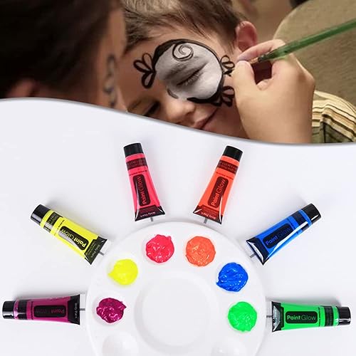 Miniatura 3 de Pintura de neón para rostro y cuerpo de luz negra que brilla en la oscuridad, pintura de Halloween, luz negra, brillante, fiesta, 6 colores, 24 tubos