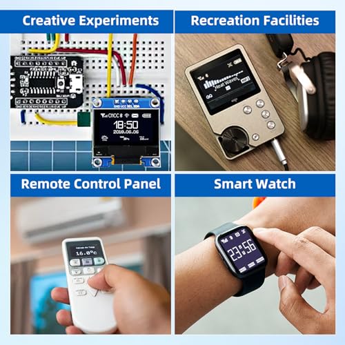 Image of 5 Pcs 0.96 Inch IIC I2C OLED Display Module, 128x64 Pixel SSD1306 Mini Self-Luminous OLED Screen Board Compatible with Arduino Raspberry Pi (White)