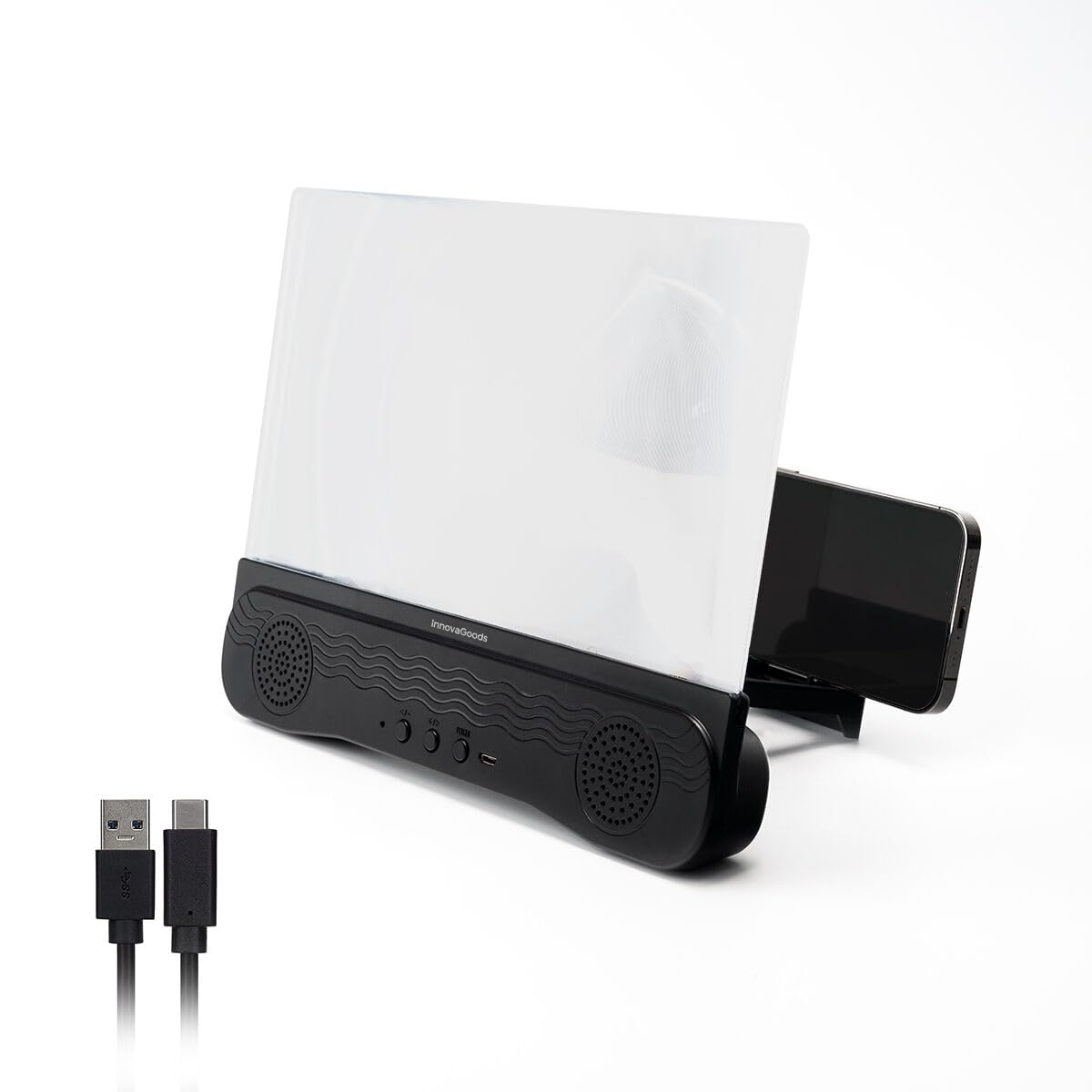 InnovaGoods Amplificatore proiettore Bluetooth 5.1 per cellulare, 3mW, USB-C, portatile, pieghevole, display 150-180 min
