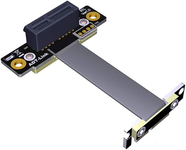 ADT-Link Dual 90Degree Right Angle PCIe 3.0 x1 to x1 Extension Cable R11SL-TL 8G/bps High Speed PCI Express 1x Riser Card Ribbon Extender (5cm)