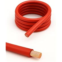 4 AWG EPR Welding Cable - Pure Copper Battery Cable, Flexible Power Wire for Car, Inverter, RV, Solar, Audio, Marine 5 FT RED, 4 AWG