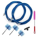 BARETTO Pelletofen Reinigungsset, Set zur Rohrreinigung von Pelletöfen mit 6 Meter flexibler Verlängerung bis 90°-Biegung, mit 2 Flex Nylonbürsten 80 mm und 100 mm und 1 Standard 120 mm (6 M)