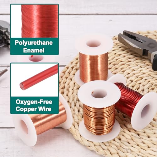 QUARKZMAN Kupferlackdraht 0.05mm, 43 AWG, isolierter bis 155°C Kupferdraht, Lackdraht für Transformatoren, Handwerk, Elektrik und DIY, Rot (113.4g）
