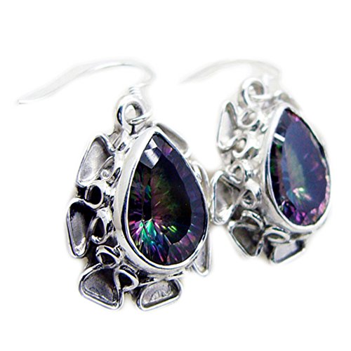 Boucles d'oreilles quartz anti-irritation argent poire main mystique durable