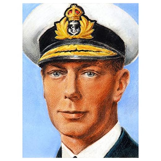 Timym porträtt kung George VI England Storbritannien målning stor väggkonst affisch tryck tjockt papper 45 x 60 cm