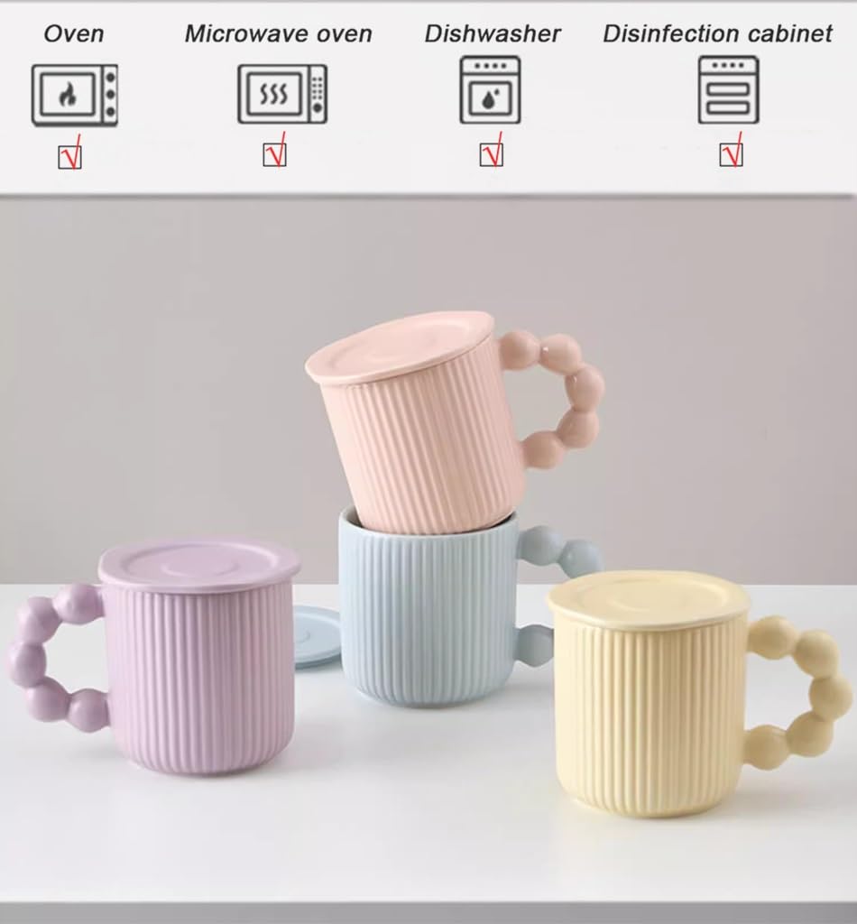 Kubki do kawy, filiżanki 12 uncji ceramiczny kubek, japoński śniadaniowy z uchwytem, ​​odpowiedni mleka Cappuccino Cocoa Latte i torebek herbatą (niebieski)(4pcs)