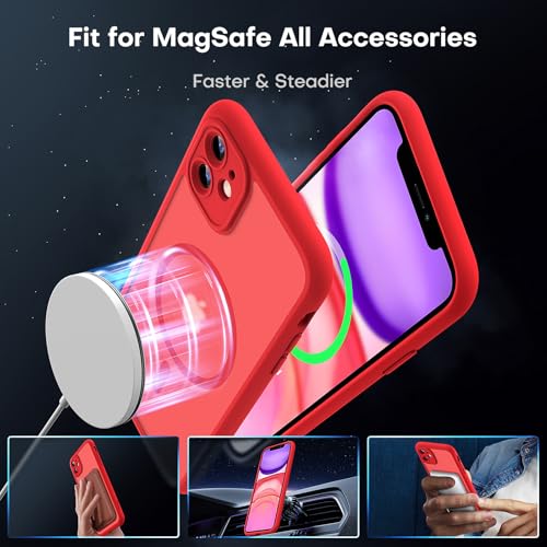 Image of TOCOL for iPhone 11 Case, Compatible with Magsafe, Full Camera Protection, Built-in Magnets, Drop Protection, Translucent Matte Phone Case for iPhone 11 6.1 inch (Red)