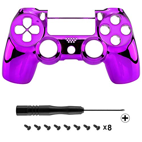 eXtremeRate Chrome Purple Edition Custom Front Housing Shell Faceplate Compatible with ps4 Pro Slim Controller CUH-ZCT2 JDM-040 JDM-050 JDM-055 - Controller NOT Included