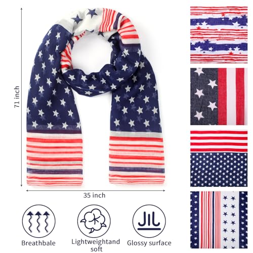 4 Pcs Independence Day American Flag Scarf Patriotic Scarf for Women Blue Red White USA Flag Wrap Soft 4th of July Shawl for Gifts2