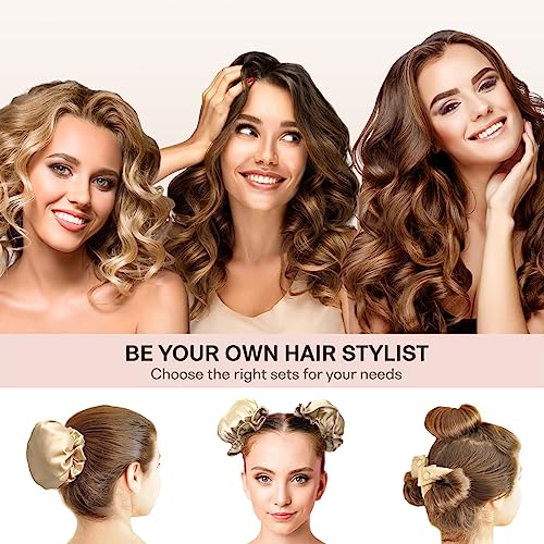 BLINKEEN Modelador de Cabelo Sem Calor de Cetim 3 Conjuntos/6 Peças, Haste Flexível para Todos Os Ti