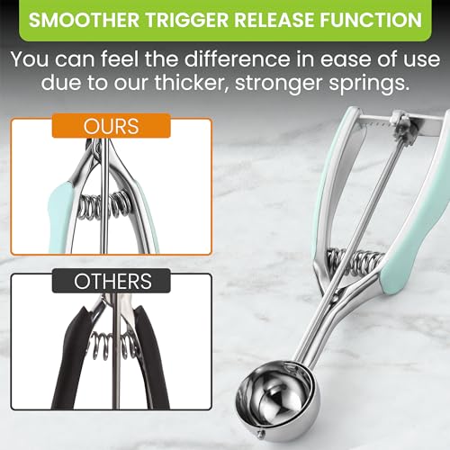 Image of Spring Chef - Mint Small Cookie Scoop for Baking, Multifunctional #60 Melon Baller with Trigger Release for Watermelon, Ice Cream, Protein Ball, Stainless Steel Scooper, 1 Tbsp Cookie Dough Scoop