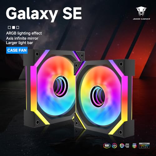 Image of Galaxy SE 120mm ARGB Computer Case Fans,Infinity Mirror RGB Light Effect 5V 3PIN Motherboard Light Sync 800~1600RPM PWM PC Fan Suitable for Computer Case(Triple Pack Black Reverse)