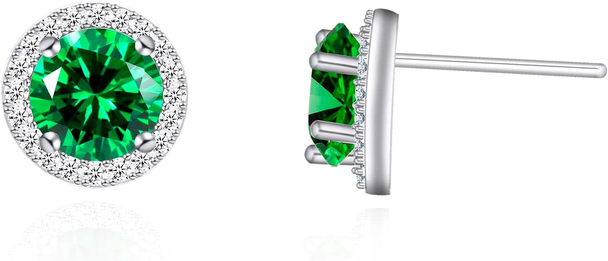 YOQUCOL Bright 8MM,10MM Cubic Zirconia Crystal Stud Earrings Round Pierced Earrings For Women