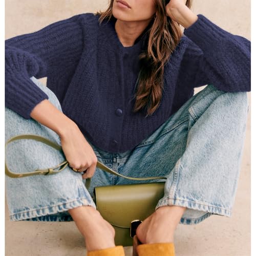 Hixiaohe Cardigan Sweater for Women Long Sleeve Button Y2K Chunky Knit Sweater Fall Casual Open Front Outwear Knitwear Coat2