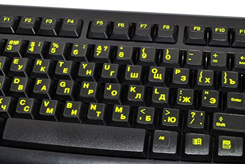 Pegatinas de teclado ruso e inglés con letras US y efecto fluorescente 4