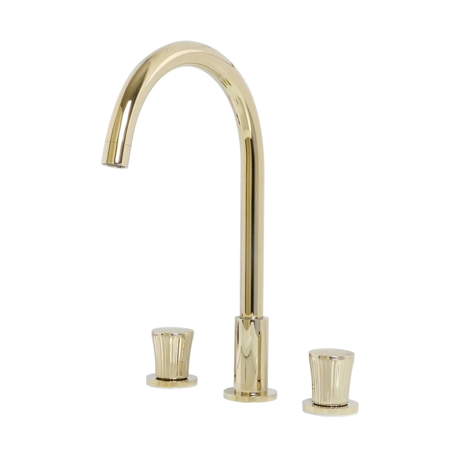 Soywim Polished Gold-2 Gold Deck Mounted Installation Three Holes Double Handle Vanity With Sink, Cold And Hot Mixer Bathroom Faucet,High-Pressure Resistant(Polished Gold-2)