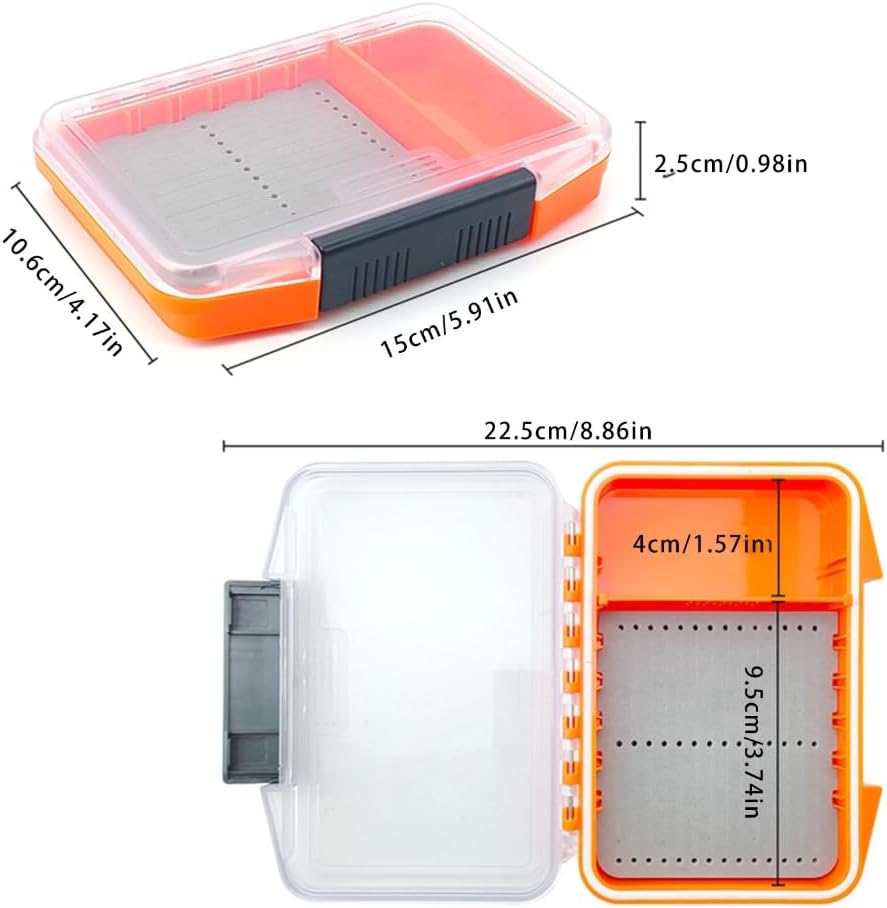 Waterproof Single Sided Plastic Fly Box Sponge Insert Fly Fishing Tackle Box