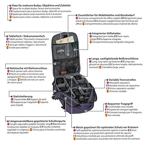 Pedea DSLR-Kamerarucksack Fashion Fotorucksack für Spiegelreflexkameras mit wasserdichtem Regenschutz und variabler… – Bild 5