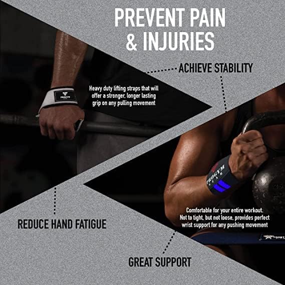 ProGym Gear Weight Lifting Wrist Wraps Premium Fitness Training Gym Wrist Stabilizer Heavy Muscle Strength Workout Thumb Loop Support Bandage Fist Brace Straps 1 Pair
