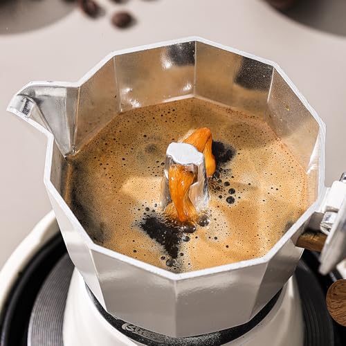 Image of Bincoo Espresso Maker Stovetop,Camping Moka Pot 2 Cup /120ML,Stove Top Espresso Italian Coffee Maker,Easy to Use (White)