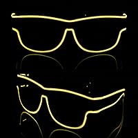 Vista 31 de Ainiv Gafas de luz inalámbrica, 3 modos, LED luminosas, que brillan en la oscuridad, para fiestas, DJ, EDM, Halloween, Navidad Inalámbrico - Rosa