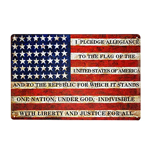 Giwawa Rogue River Tactical USA Flag Tin Signs Rogue River Tactical USA American Flag Metal Tin Sign Wall Decor Man Cave Bar US Pledge of Allegiance Wall Hanging 12x8in