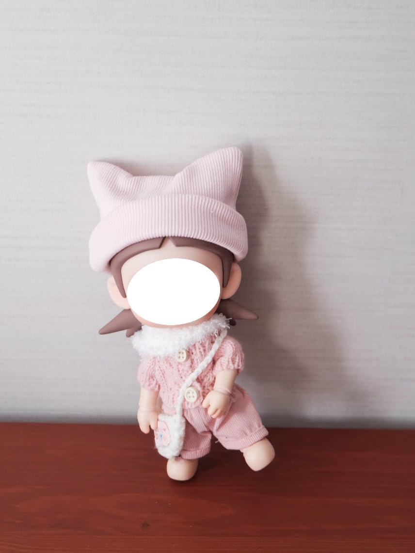Clothes for Zisiga Doll, 6 pcs Set 20cm Doll's Outfits Luxury Caps Scarf Crochet Sweater Pants Bag Shoes Accessories High-end Stylish Adorable Dolls Clothes (No Doll) (Sweater Pink)