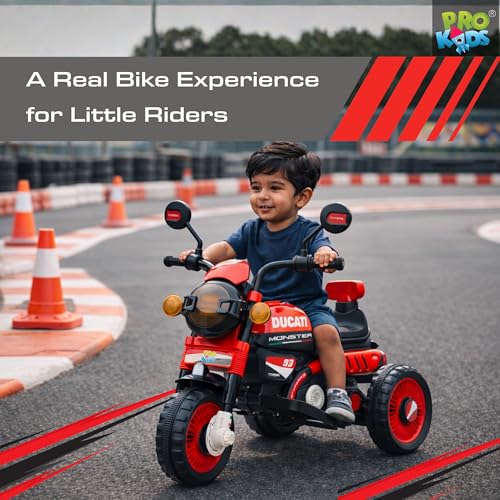 Image of PRO KIDS Cruise Rechargeable Electric Kids Bike with Bluetooth, USB, AUX, Music & LED | Ride-On Bike for Boys & Girls (1.5-4 Years) | 6V Battery Powered | Foot Accelerator
