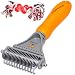 HATTIKO Pet Grooming Tool - Dematting Brush for Dogs & Cats with 2 Sided Undercoat Rake for All Mats & Tangles and Knots Removing for Long & Medium Hair