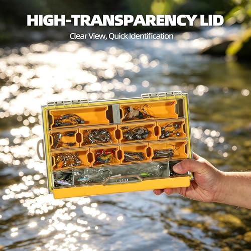 Image of RUNCL 3600 Terminal Fishing Tackle Box, Waterproof Floating Lure Storage Box with Adjustable Dividers, Clear Rust-Proof Utility Tray for Terminal Tackle, Hooks and Sinkers