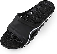 Vista 1 de Zapatos relajantes para masaje de pies, sandalias y pantuflas de masaje de golpes, pantuflas de baño antideslizantes, color negro, 45, masajeador
