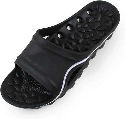 Zapatos relajantes para masaje de pies, sandalias y pantuflas de masaje de golpes, pantuflas de baño antideslizantes, color negro, 45, masajeador de