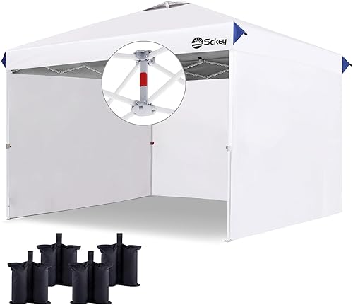 Miniatura 1 de Sekey Toldo desplegable de 10 x 10 pies con 3 paredes laterales, un cenador instantáneo al aire libre con configuración de empuje, tiendas de
