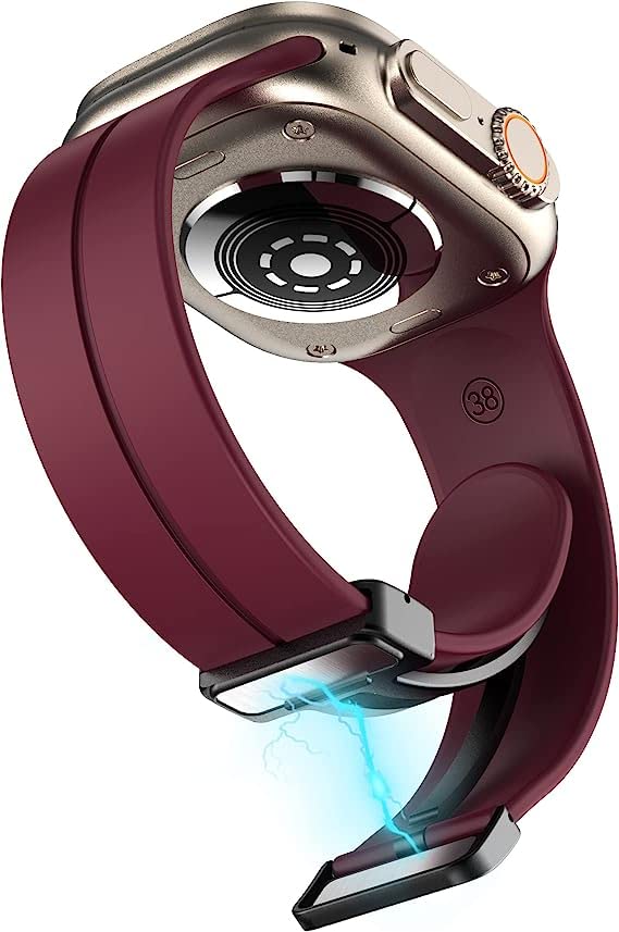 Image of Printme Silicone Sport Band Compatible with Apple Watch 38mm 40mm 41mm 42 mm 44 mm 45 mm 49 mm, Magnetic Clasp Adjustable Strap Compatible for iWatch Series SE Series 1-8