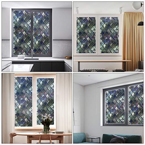 Homoyoyo Stained Glass Window Film Gothic, Static Cling Decorative Window Film, Colourful Rhombus Diamond Pattern For Glass Door Home House Office #TOP4