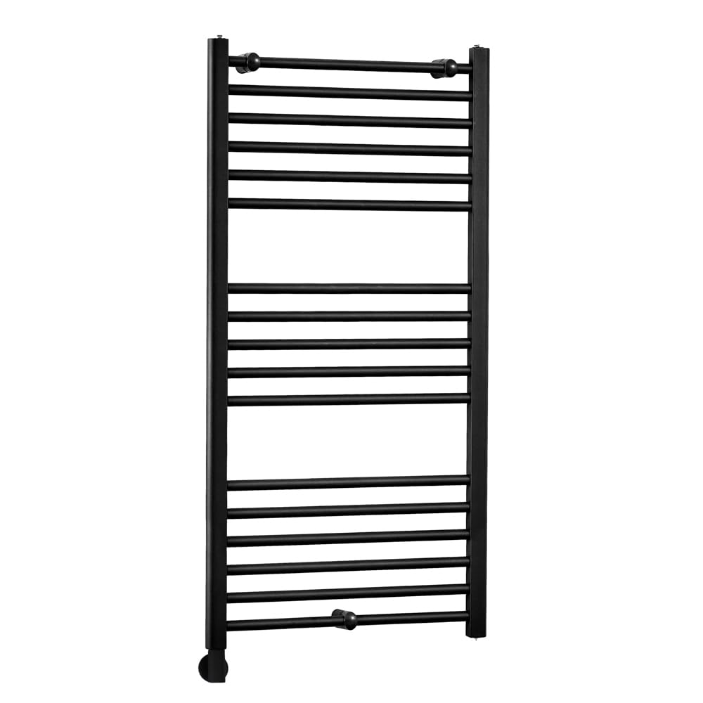 Milano Nero 600W Black Straight Bar Electric Heated Towel Rail Cable Cover - 1200 x 600mm