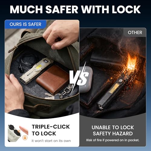 Image of Yemao EDC Tactical Flashlight, Flat Flashlights Rechargeable,Dual-Switches LED Small Flashlight,Stainless Steel 8 Modes Pocket Flash Light for Home,Camping,and Emergency