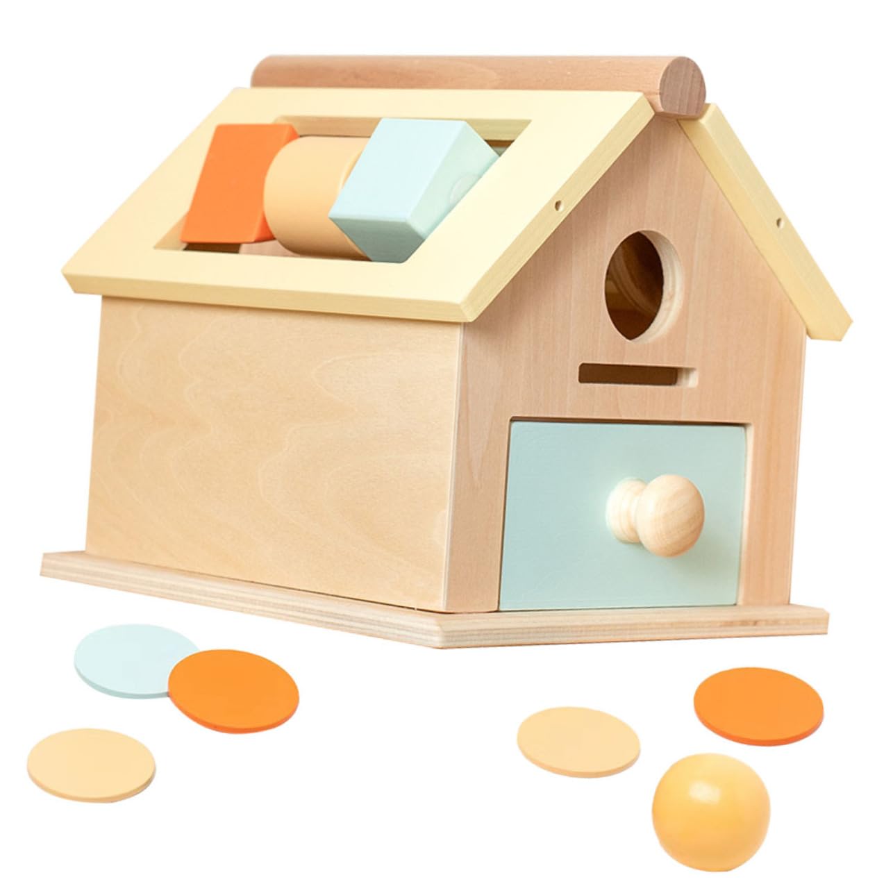 Supvox Holzspielzeug Münzbox zum Ballwurf 1 Satz für Kinder | Montessori Lernspielzeug für Bildung und Training, Feinmotorik Fördern, Sicher Verwendbar
