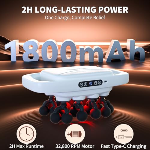 Image of 20-Head Massage Gun, 30 Intensity Levels 3 Modes, Deep Tissue Massager with 50KG Force & Noise-Free Motor for Neck Back Legs Shoulders, Portable for Full Body Muscle Recovery