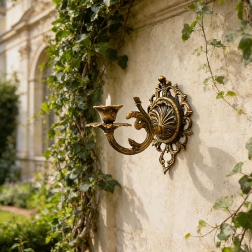 Miniatura 7 de Zunoxaz Candelabro De Pared De Hierro Fundido Antiguo Con Acabado Envejecido Diseño Europeo Aristocrático Soporte Para Velas Decorativo Para Salón Dormitorio Y Comedor